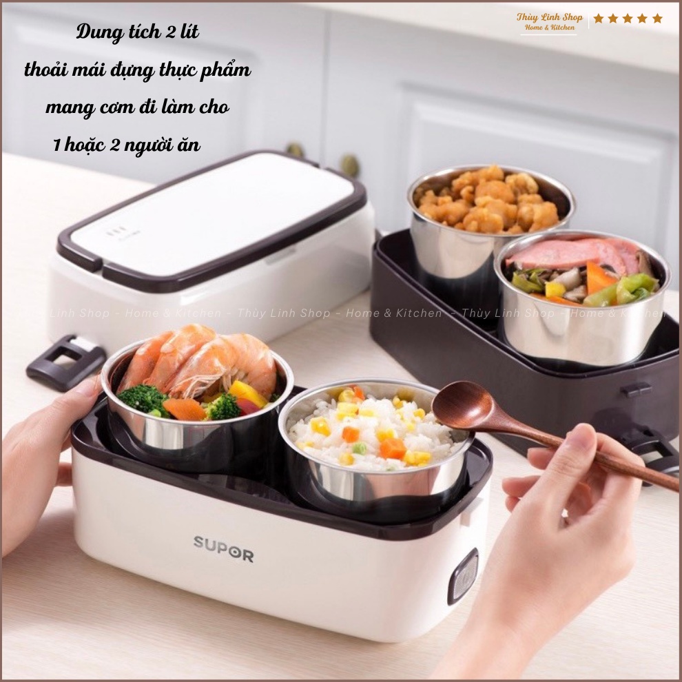 Hộp cơm cắm điện 4 ngăn Supor dung tích lớn 2L chất liệu cao cấp - Hộp cơm văn phòng chính hãng - bảo hành 1 năm