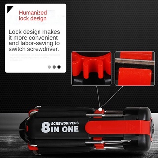 New 8 in 1 Screwdriver with LED Torch Flash Light Multi-functional Repair Tool