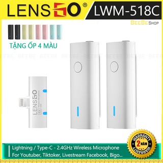 Lensgo lwm-518c - micro không dây true-wireless cho các thiết bị ios hoặc android smartphone, làm vlog, tik tok, live...