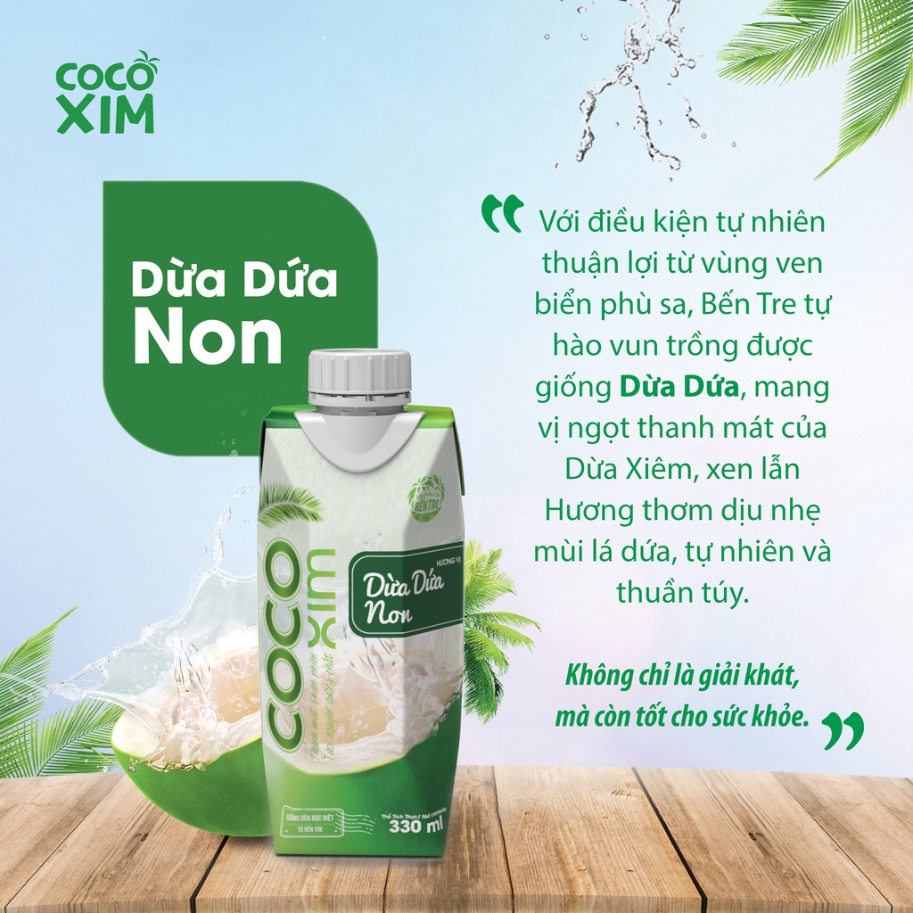 Thùng 24 Hộp Nước dừa đóng hộp Cocoxim dừa dứa non dung tích 330ml/Hộp