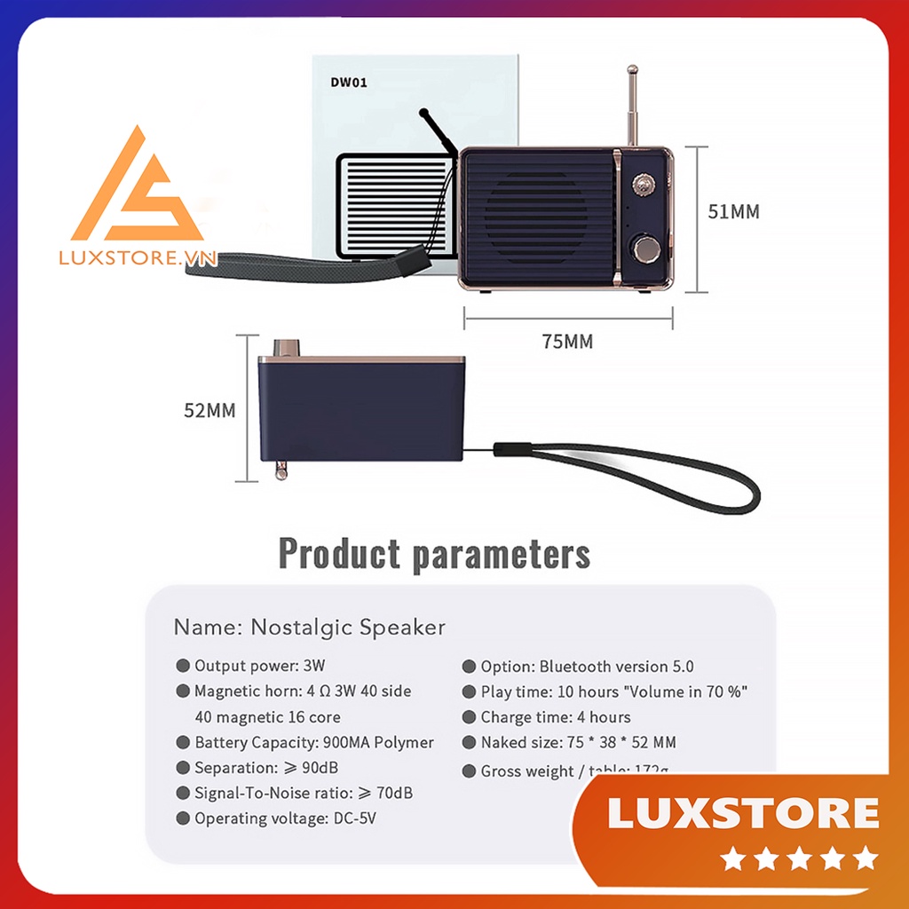LOA BLUETOOTH MINI DW01 PHONG CÁCH RETRO DỄ THƯƠNG ÂM THANH SIÊU TRẦM SANG TRỌNG DECOR GÓC LÀM VIỆC – LUXSTORE