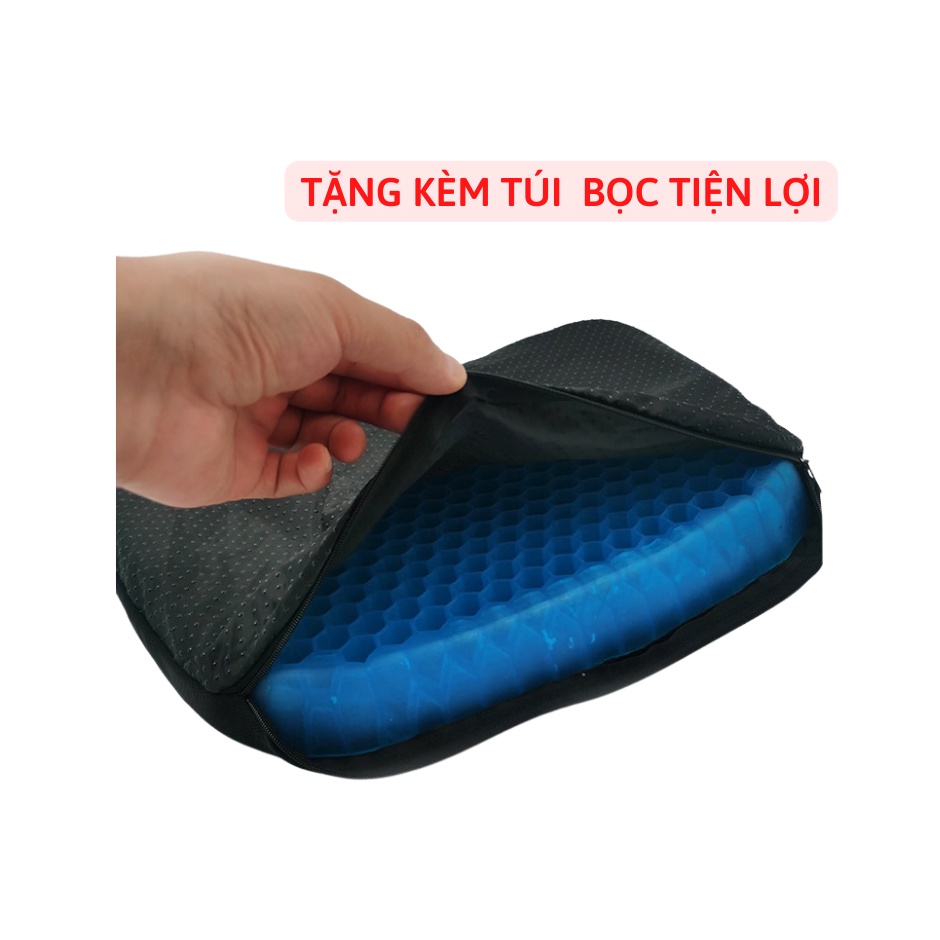 Đệm Ghế Ngồi Văn Phòng 3D – Nệm Lót Ghế Ô Tô 2 Lớp Gel Tổ Ong  Thoáng Khí Chống Đau Mỏi Lưng Thoát Vị Đĩa Đệm Kèm Túi