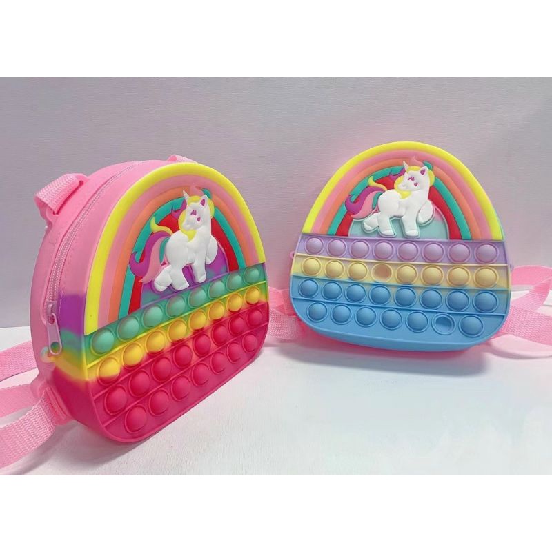 Balo Pop It Kỳ Lân Màu Cầu Vồng Dễ Thương