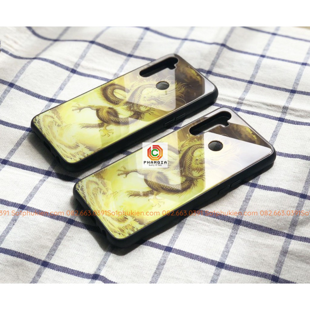 Ốp lưng OPPO A3S / A7 / F9 / A5S / A12 hình rồng vàng kính cường lực 9H chống trầy