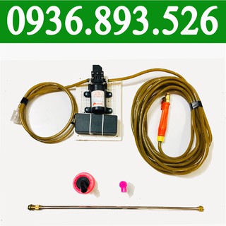 máy tưới lan,tưới cây cảnh máy bơm mini 12v - 60w, cần rút dài 1.2m thu gọn 60cm, dây nâu dài 10m