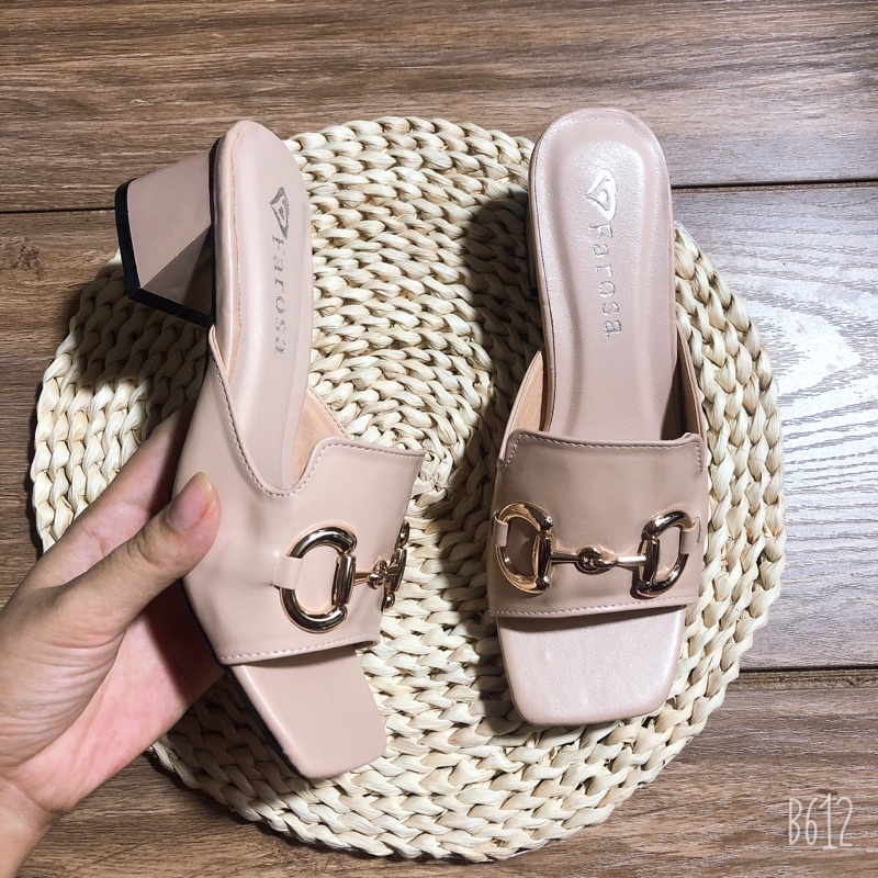 Dép nữ thời trang 3 màu phối quai xích ngang gót 5cm mẫu mới cực sang