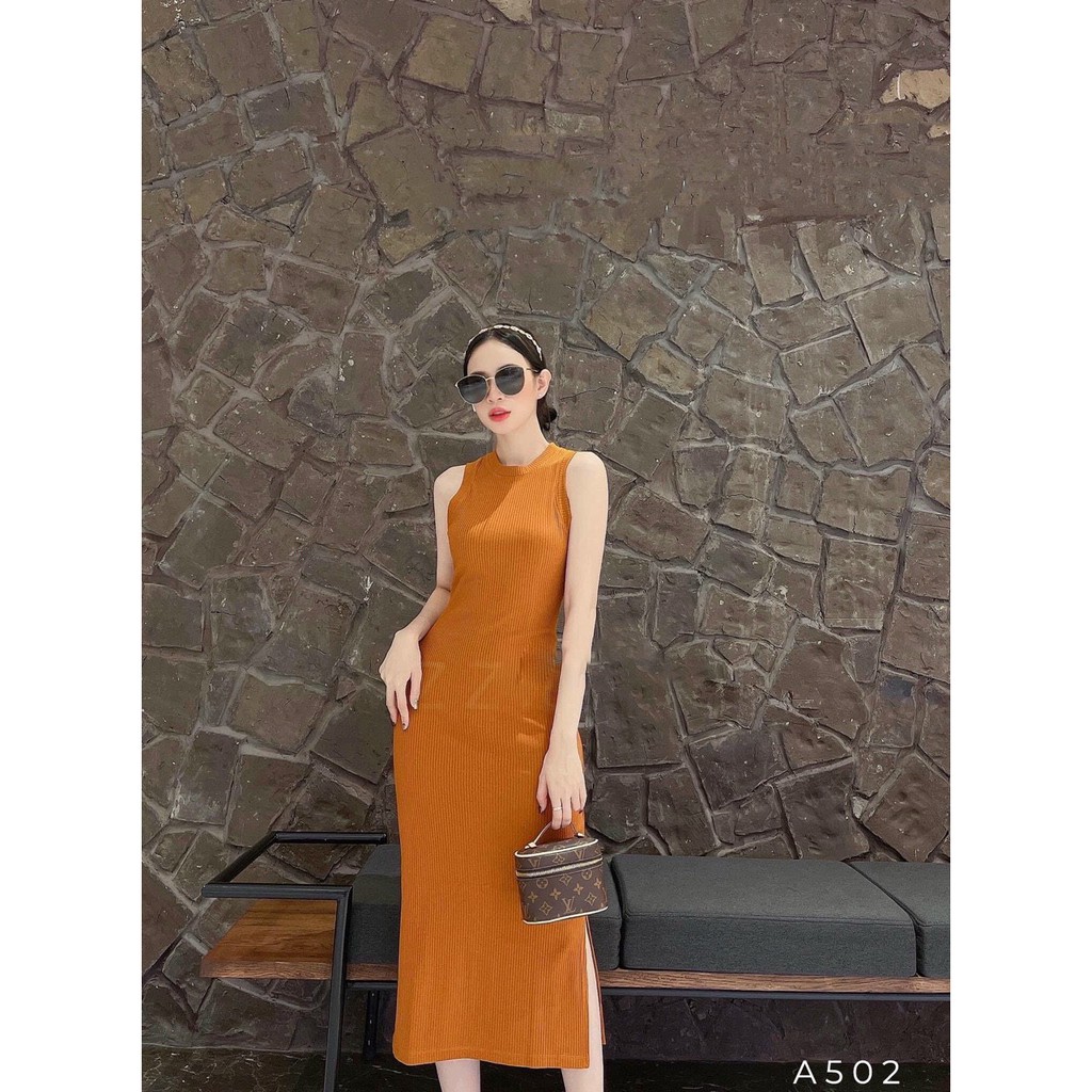 VÁY BODY GÂN XẺ TÀ, không tay,cộc tay, gân dày mặc body tôn dáng, size S M L | BigBuy360 - bigbuy360.vn