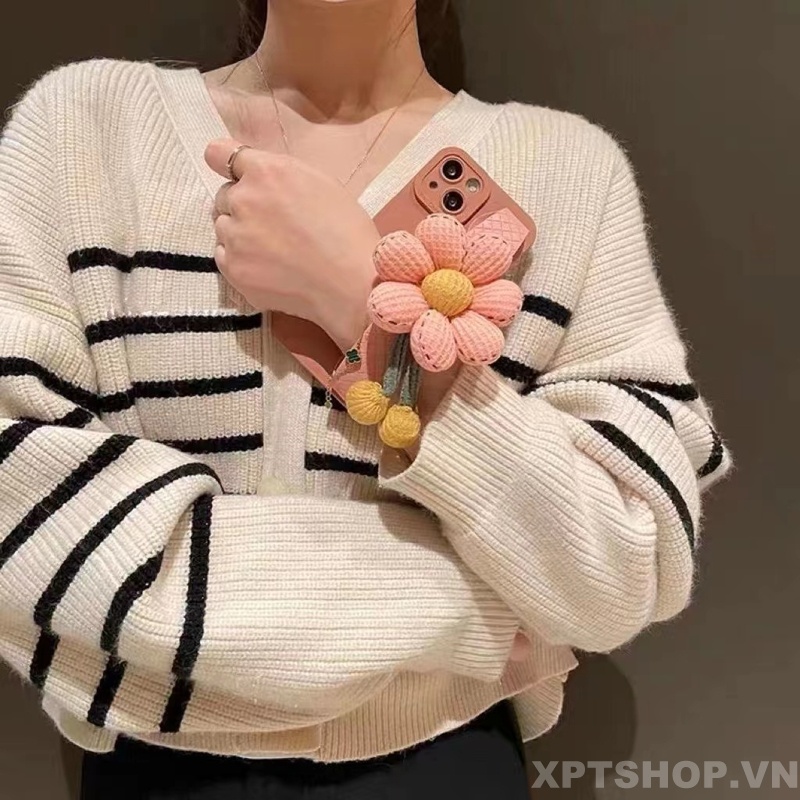 Ốp Điện Thoại Dẻo Họa Tiết Hoa Hướng Dương 3D Màu Hồng Có Dây Đeo Cho iPhone 14 Pro Max 13 Pro Max 12 Pro Max 11 Pro Max