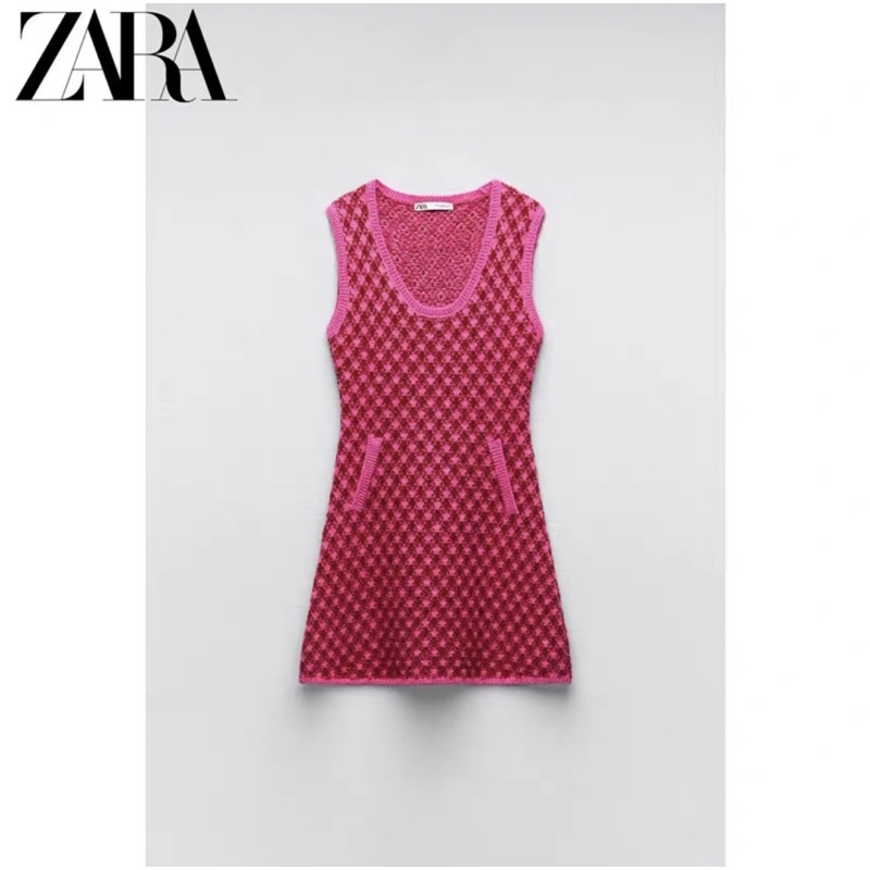 Áo len croptop kèm váy len Zara xuất dư