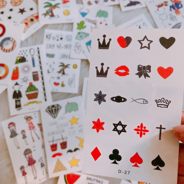 Hình xăm dán nguyên set 30 tấm 50k tattoo