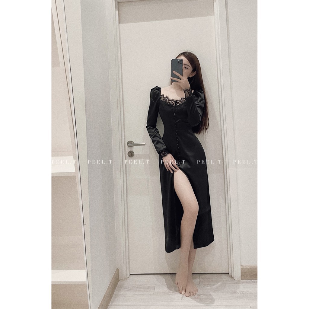 PEEL.T - Julia Dress - Đầm dài maxi phối ren xẻ tà