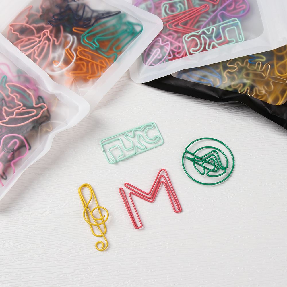 Set 30 Kẹp Giấy Bằng Kim Loại Hình Dạng Đặc Biệt Màu Sắc Ngẫu Nhiên