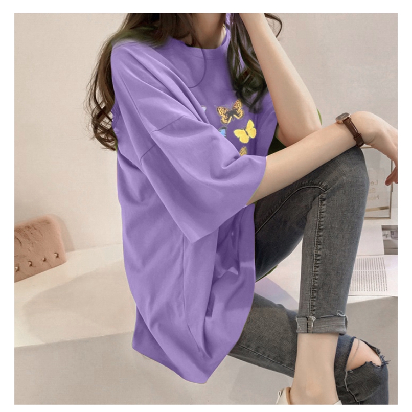 NRVP Áo thun 100% cotton ngắn tay cổ tròn form rộng in họa tiết vui nhộn thời trang mùa hè cho nữ