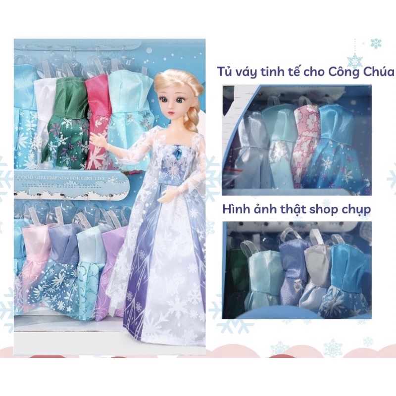 Set búp bê xanh cỡ lớn, Búp bê Barbie công chúa Elsa búp bê thay váy, búp bê công chúa tóc may, hộp quà tặng cho bé gái