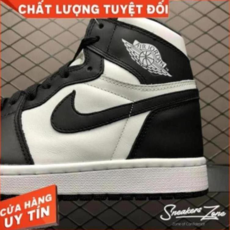 Giầy Jordan 1 đen trắng cao cổ chất đẹp fullbox (Tặng áo kẻ sọc) | BigBuy360 - bigbuy360.vn