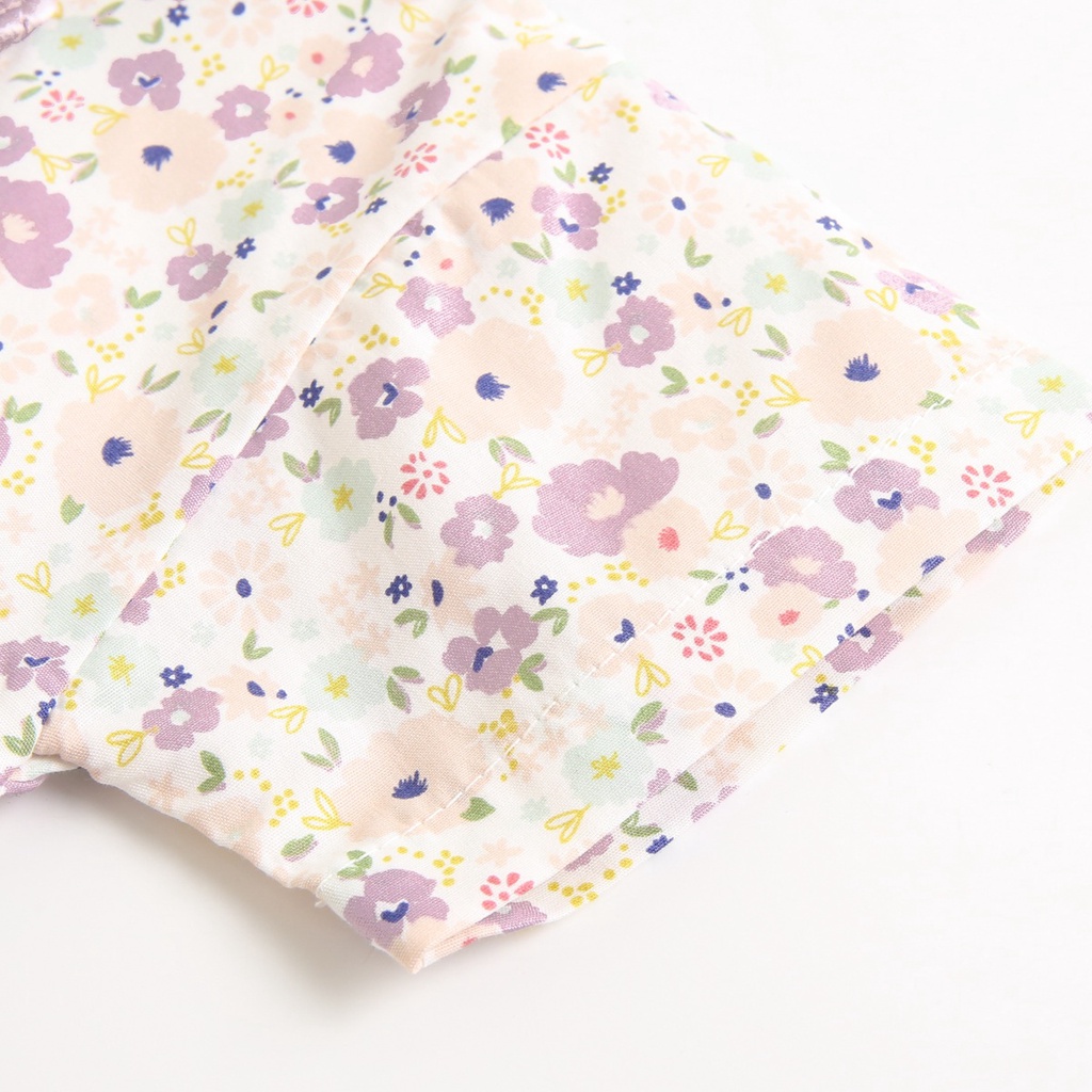 Bộ áo liền quần Sanlutoz chất liệu cotton họa tiết hoa phong cách công chúa thời trang mùa hè dành cho bé gái