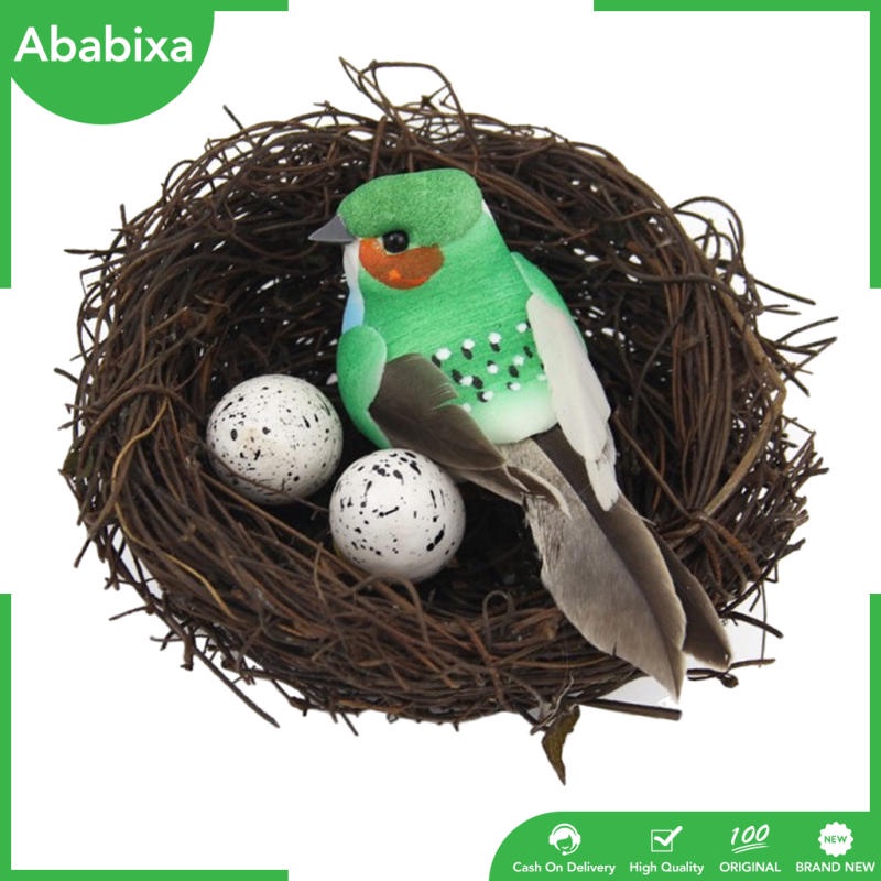 [Ababixa] Tổ Chim Nhân Tạo Bằng Xốp Có Lông Vũ Và Quả Trứng Trang Trí Thủ Công DIY