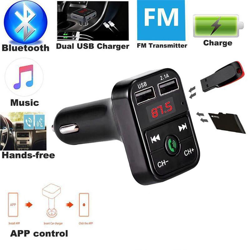 Tẩu sạc USB kép rảnh tay kiêm máy nghe nhạc MP3 bluetooth phát FM cho xe ô tô