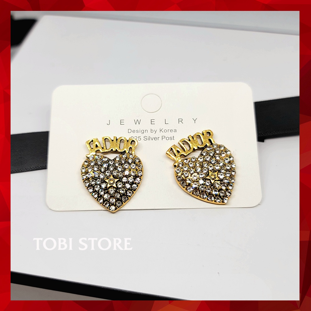 Bông tai nữ thương hiệu CD trái tim đính đá TB444 TOBI STORE