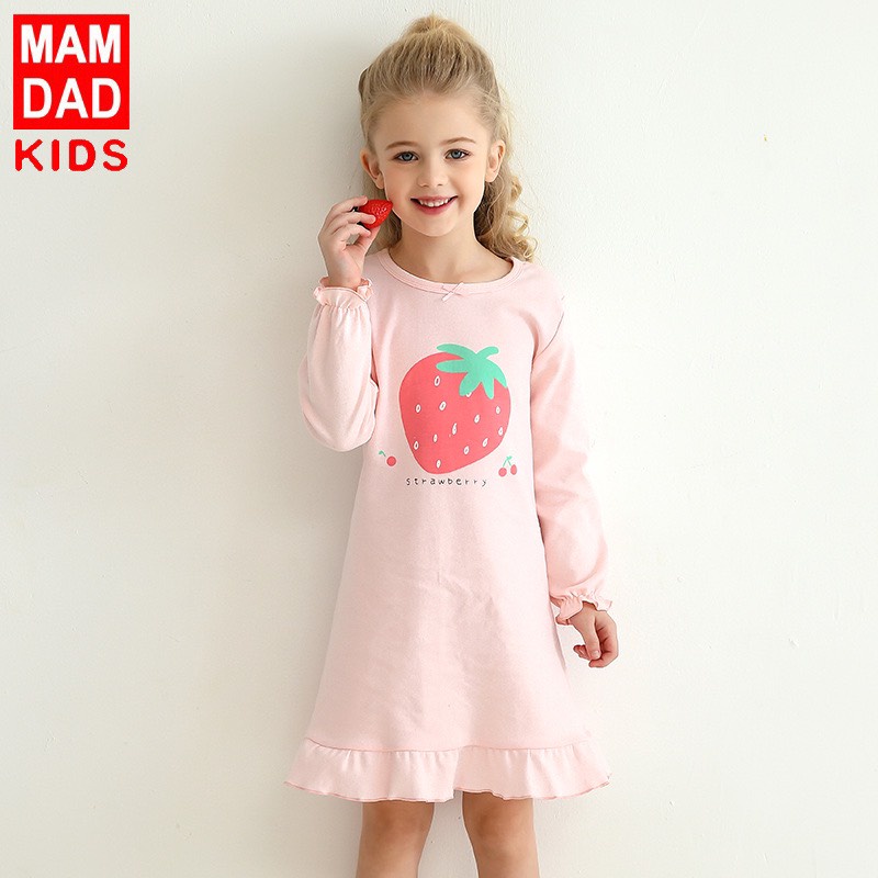 Váy cotton thu đông cho bé gái hãng Mamdadkids họa tiết đáng yêu