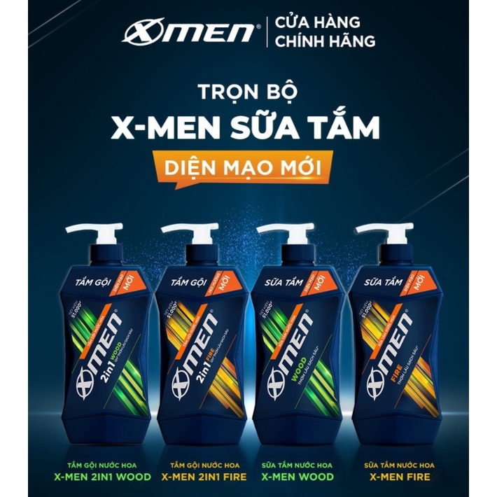 Tắm Gội Nước Hoa X-Men 2in1 thơm lâu sạch sâu (chai 900g)