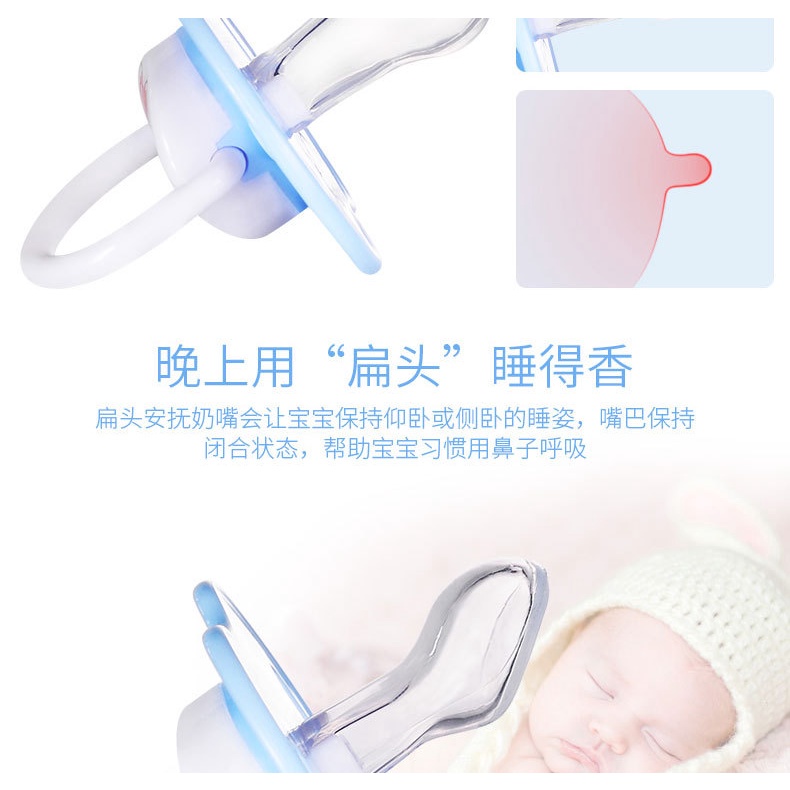 Set 2 Núm Ti Giả Silicon Kèm Hộp Đựng Vệ Sinh Tặng Dây Đeo Chống Rơi Cho Bé