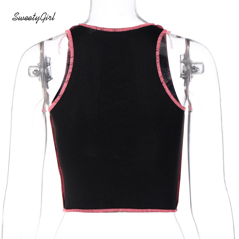 Áo Thun Ba Lỗ Cổ Tròn Màu Sắc Tương Phản Thời Trang Dành Cho Nữ