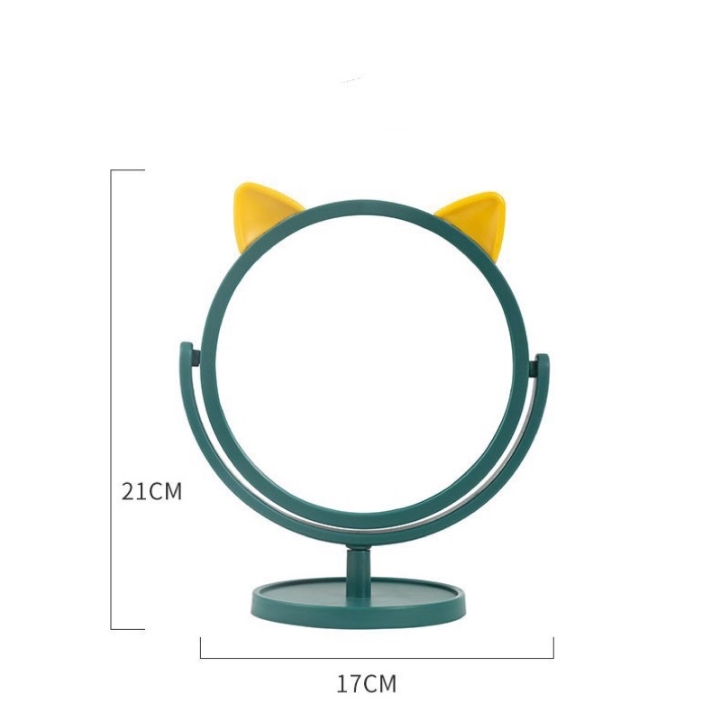 Gương trang điểm để bàn tai mèo fullcolor