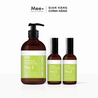 Combo 2 xịt thảo mộc viêm nang lông 100ml và sữa tắm thảo mộc thiên nhiên 500ml MEE NATURAL