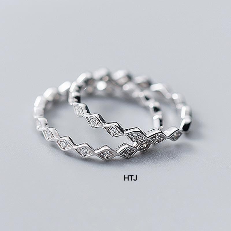 Nhẫn nữ bạc ta đính đá hình thoi dạng hở dễ đeo - Kho sỉ bạc Nhất Linh