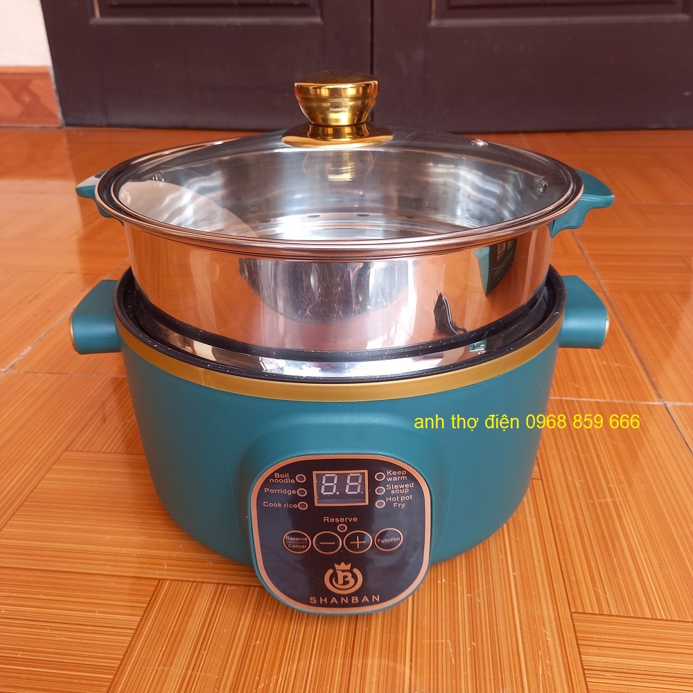 Nồi lẩu đa năng Electric Cooker 24 cm kèm lồng hấp - Lẩu, Chiên, Xào, Rán, Hấp