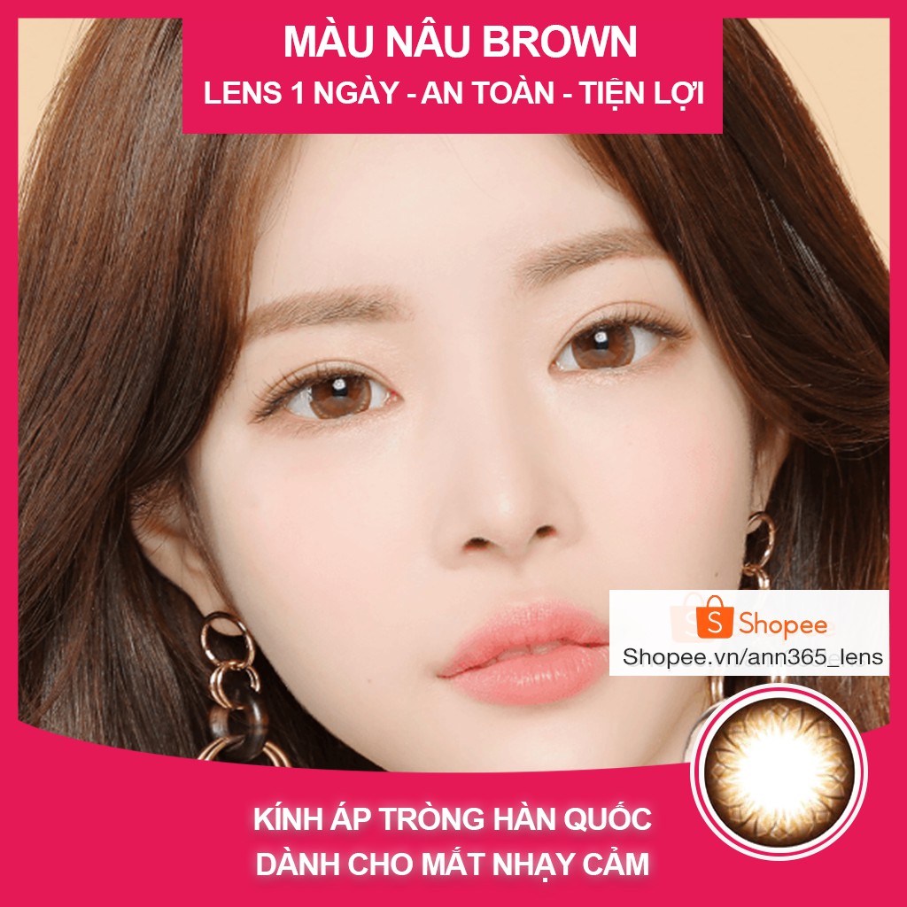 Lens mắt cận 4.5 độ , kính áp tròng cho người cận nặng hàn quốc sử dụng 1 lần màu nâu , xám | Ann365 Lens