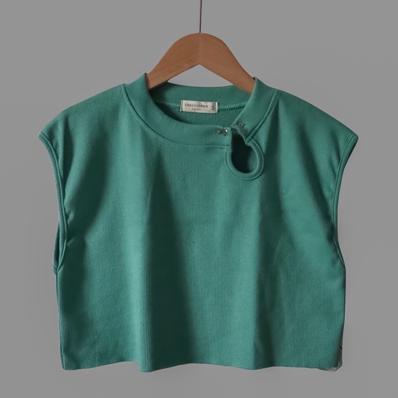 | HÌNH THẬT ĐỘC QUYỀN CUBEDLEMON|Áo croptop thun gân gài kim băng