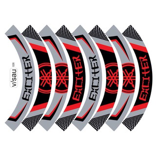 Tem trùm vành xe máy đỏ bạc exciter