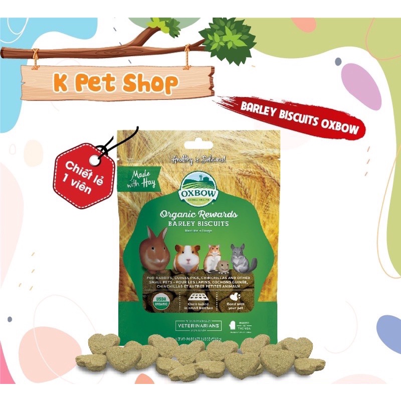 BARLEY BISCUITS OXBOW Chiết Lẻ 🐶 FREE SHIP 🐶 Bánh Cỏ Mài Răng Hỗ Trợ Dinh Dưỡng cho guinea pig, thỏ, chinchilla ..