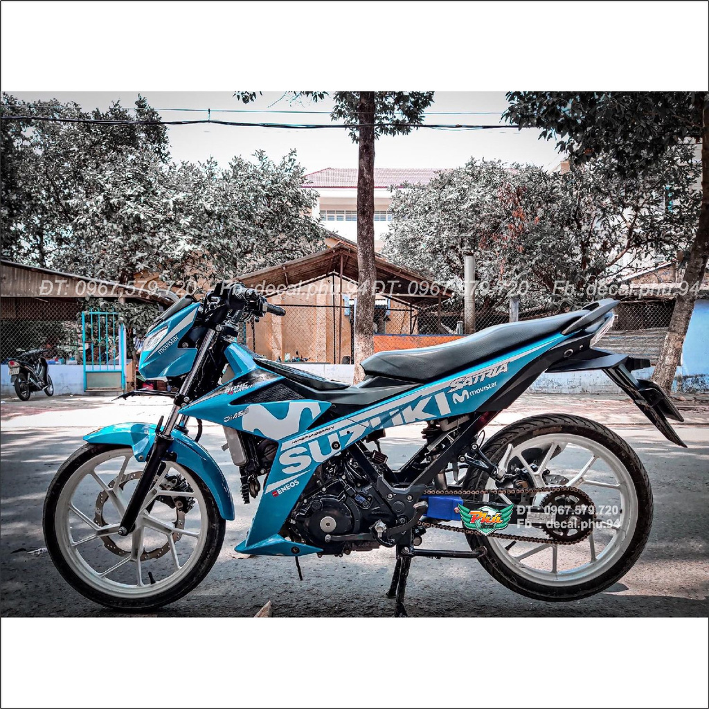 Tem Rời Satria Movistar Trắng xanh