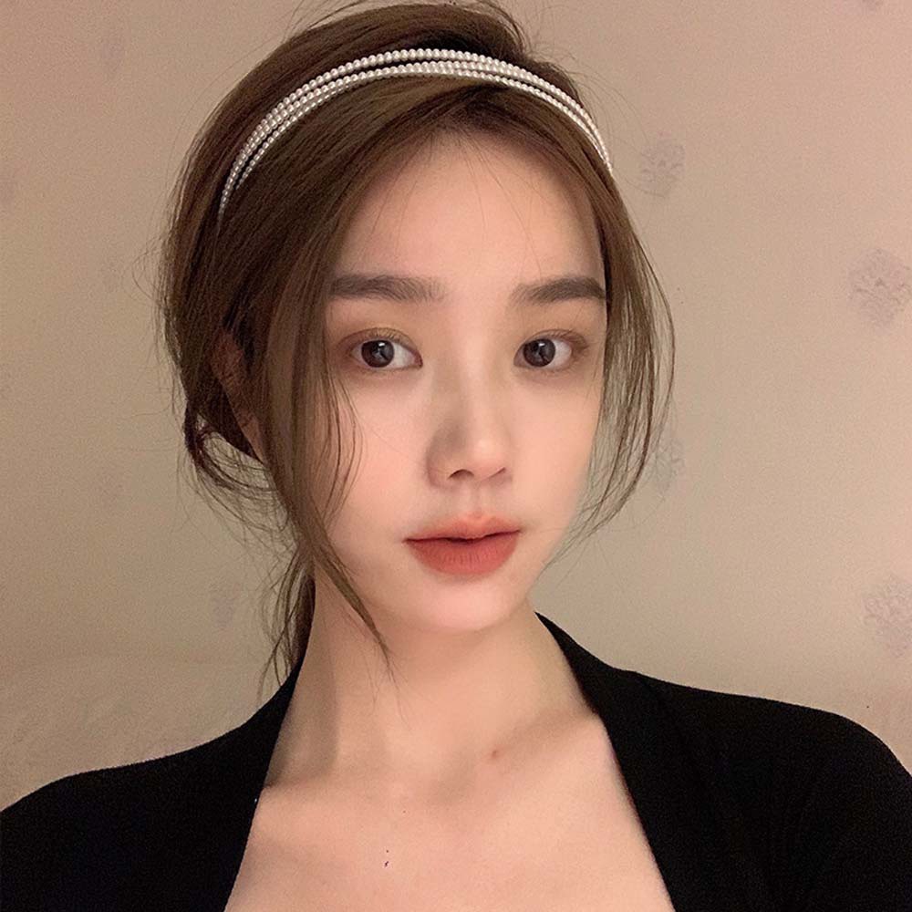 Băng Đô Ba Lớp Co Giãn Đính Hạt Ngọc Trai Thời Trang Hàn Quốc Cho Nữ