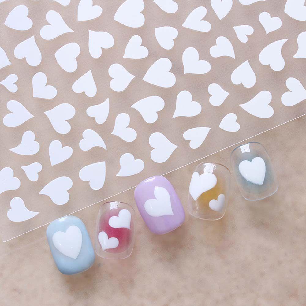 Miếng Dán Trang Trí Móng Tay 3D Hình Bản Đồ Đại Dương|Miếng Dán Trang Trí Móng Tay Tự Dính Màu Trắng Đen Đỏ Họa Tiết Trái Tim