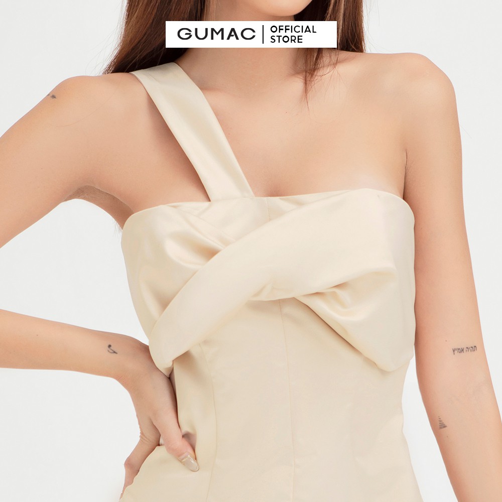 [Mã MABR07062 giảm 8% tối đa 50K đơn từ 249K] Đầm nữ sexy 8 mảnh nơ ngực GUMAC dáng ôm body màu nude cá tính DB484 | BigBuy360 - bigbuy360.vn