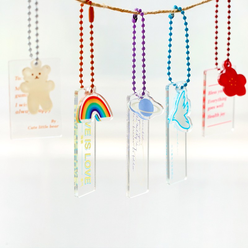 Creative Transparent Acrylic Couple Keychain Combination Small Pendant Bag Decoration Headphone Case