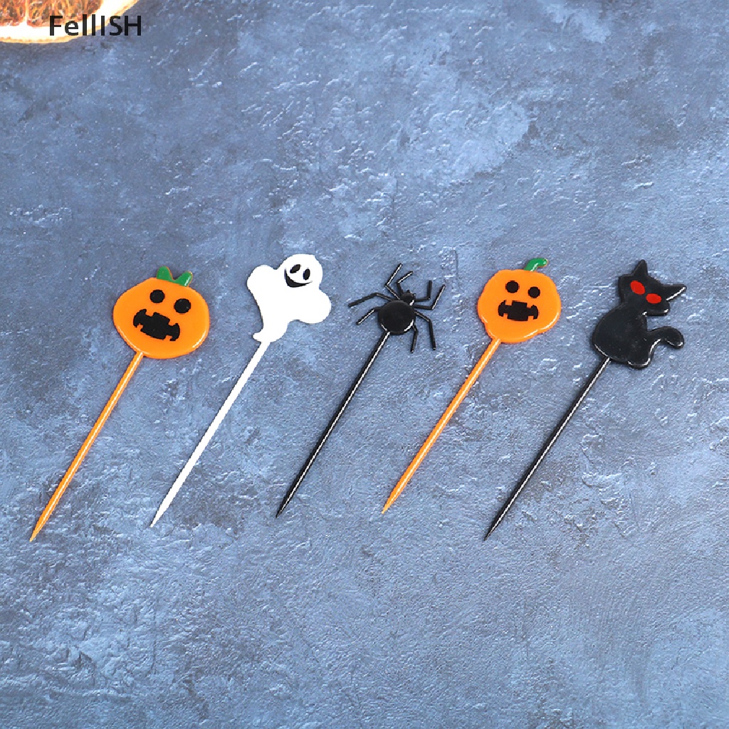 Bộ 10 Tăm Nhựa Trang Trí Bánh Kem Phong Cách Halloween 439br