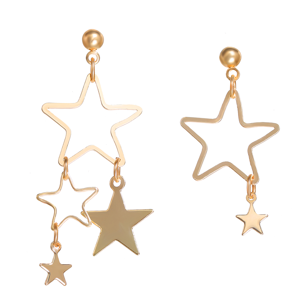đoi Khuyen Tai Mạ Vang Mặt Hinh Ngoi Sao Bất đối Xứng Phong Cach Han Quốc Ngọt Ngao đơn Giản Thời Trang Cho Nữ Gia Cạnh Tranh