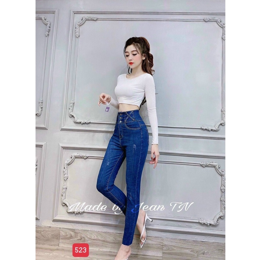 Quần jean nữ xanh cao cấp - Chất liệu Denim (Hàng chuẩn form) Thời Trang Nam Nữ Gemini KVC