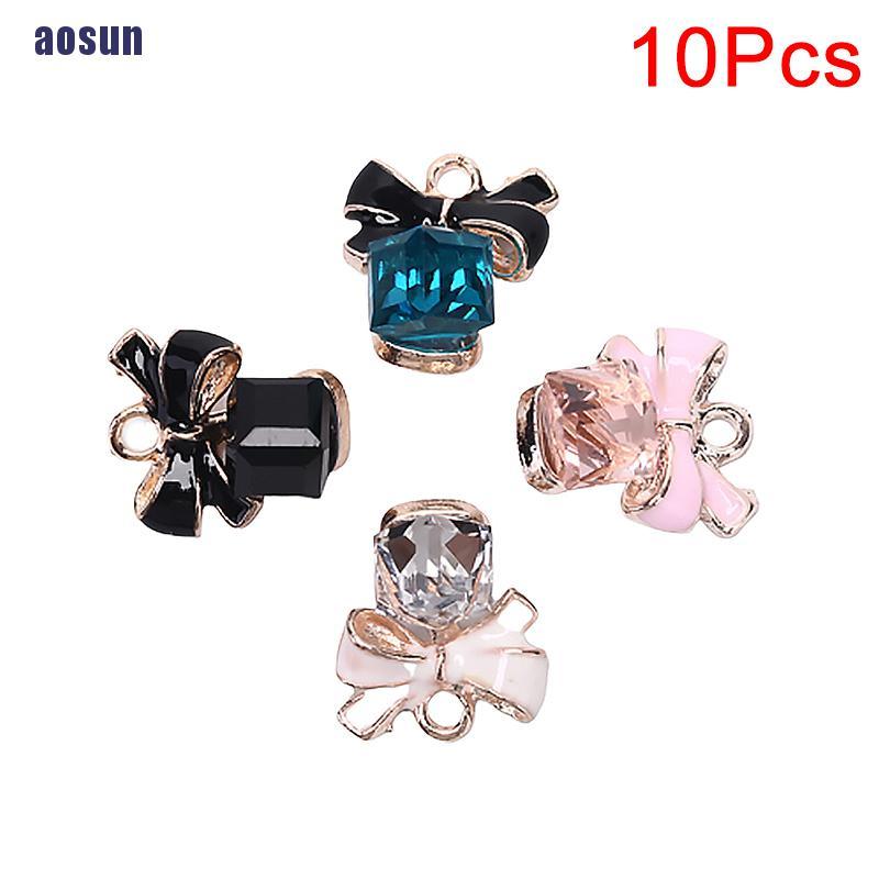 CHARMS (Đang Bán) Bộ 10 Mặt Dây Chuyền Hình Nơ Tráng Men