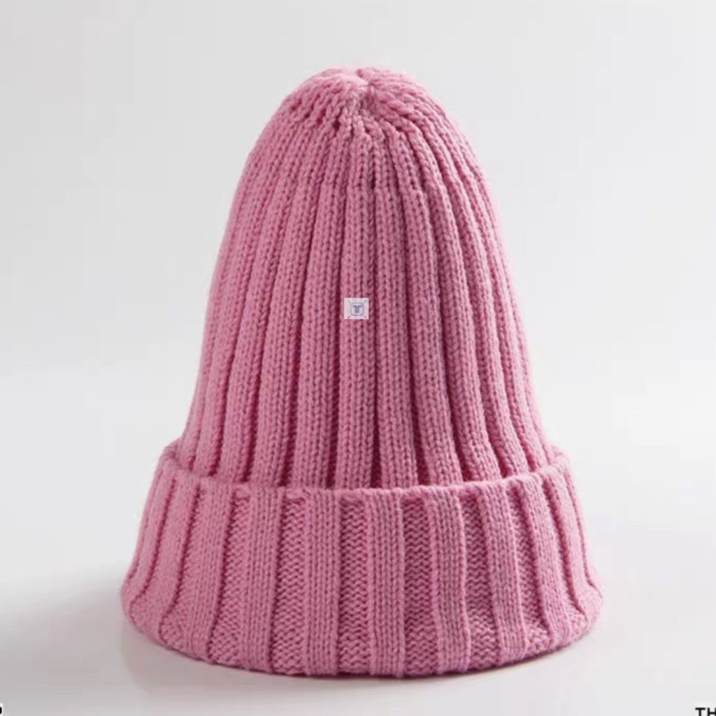 Mũ len Beanie gân trơn thời trang nam nữ unisex nhiều màu kiểu dáng vintage Hàn Quốc dáng dài loại len dày dặn, gân to