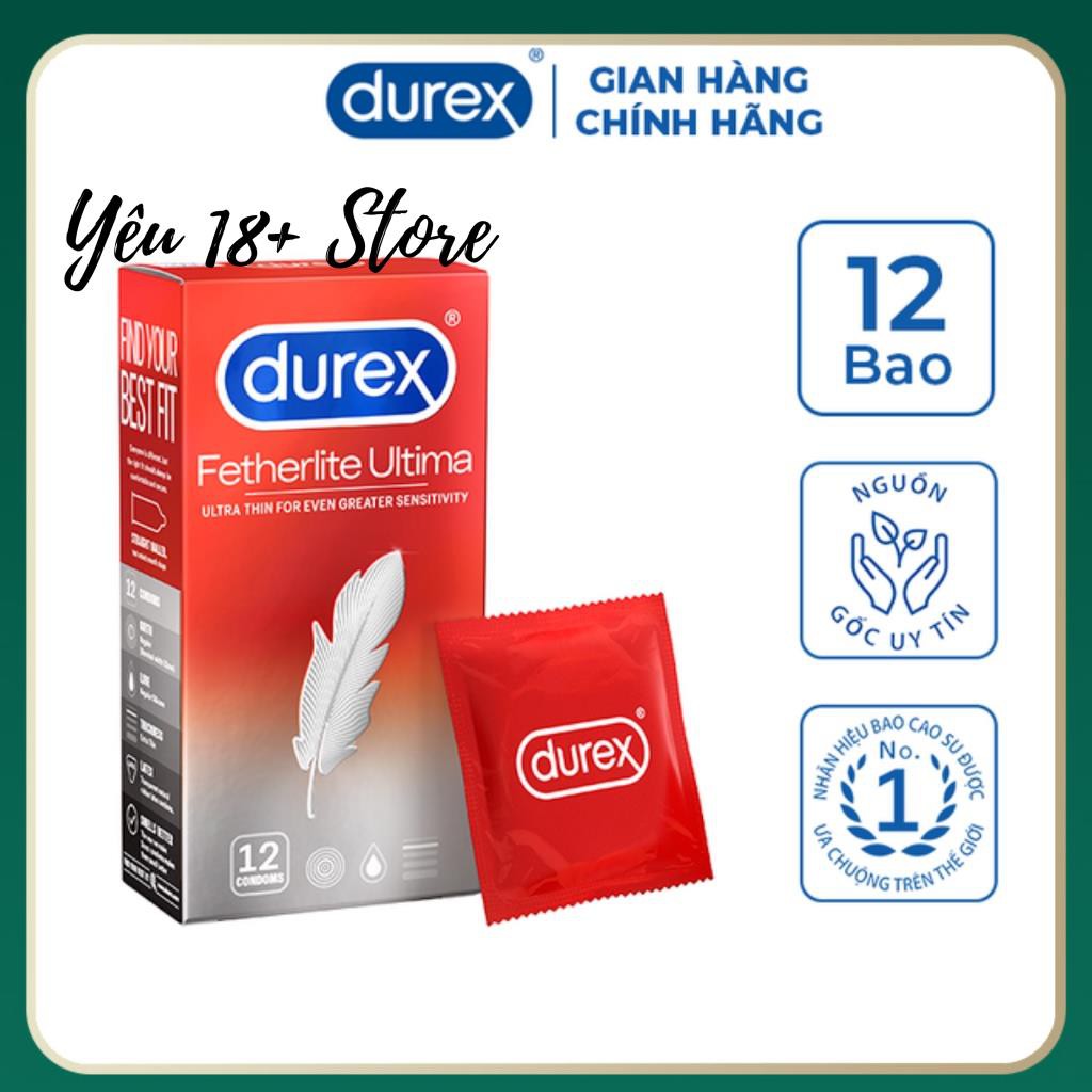 Bao cao su Durex Fetherlite 12 bao siêu mỏng tăng cường khả năng cương cứng mang lại nhiều khoái cảm [Che tên sản phẩm]