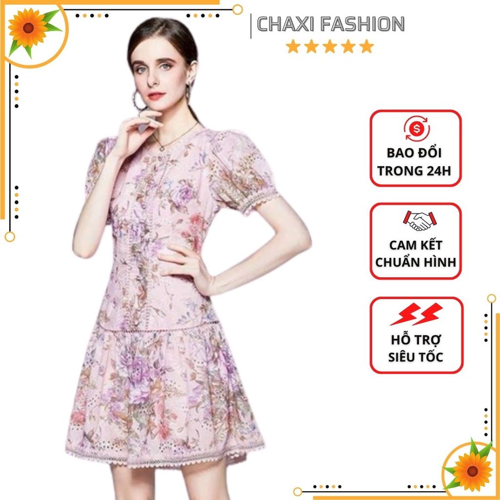 HÀNG NHẬP - ĐẦM ĐUÔI CÁ LỤA HOA HỒNG TÍM TAY PHỒNG VIỀN REN SIÊU SANG - KBT322470