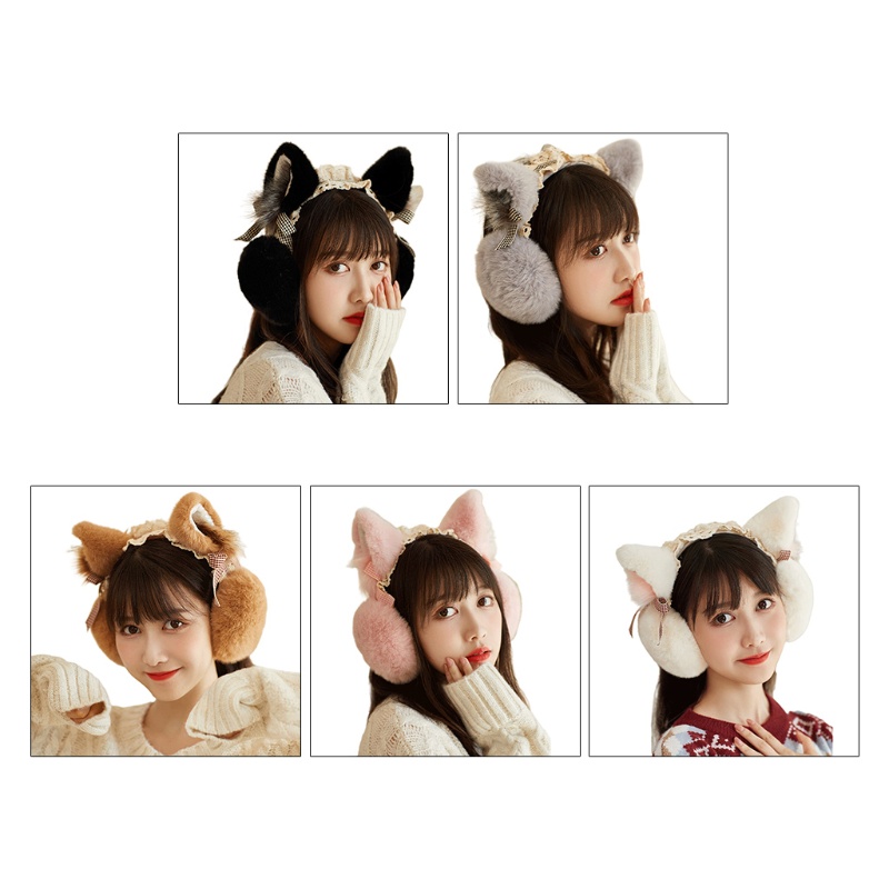 Bịt tai giữ ấm vào mùa đông hình tai mèo phong cách Lolita