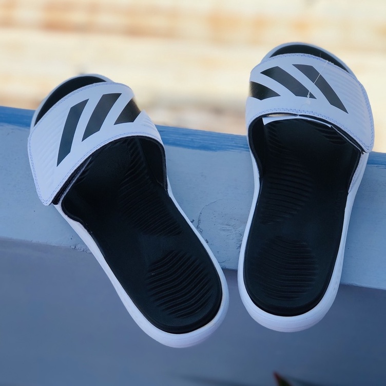 Dép Alphabounce adidas ♥️FREESHIP +hộp♥️ quai ngang nam nữ màu trắng 3 sọc đen chất xịn 1-1