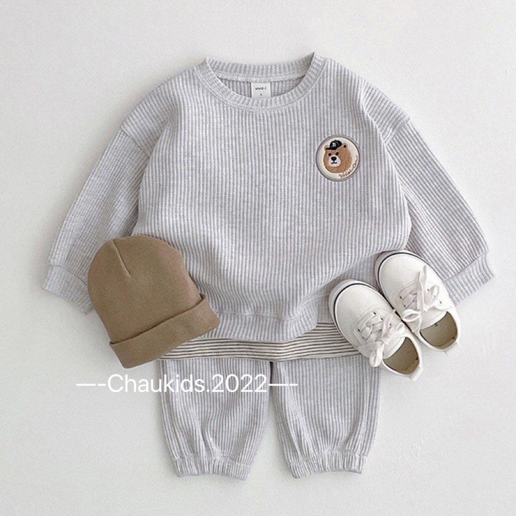 Set Đồ Thu Đông Bé Gái Bé Trai Mặc Ở Nhà,Bộ Đồ Cho Trẻ Em Họa Tiết Thêu Dễ Thương Áo Cổ Tròn Phong Cách Hàn Quốc- CKTD22